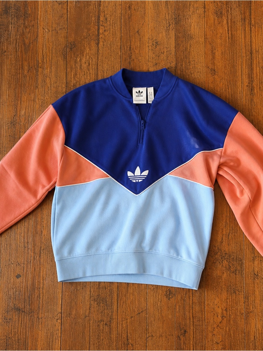 Adidas Originals Adicolor Colorblock Quarter Zip Pullover Sweatshirt Medium
